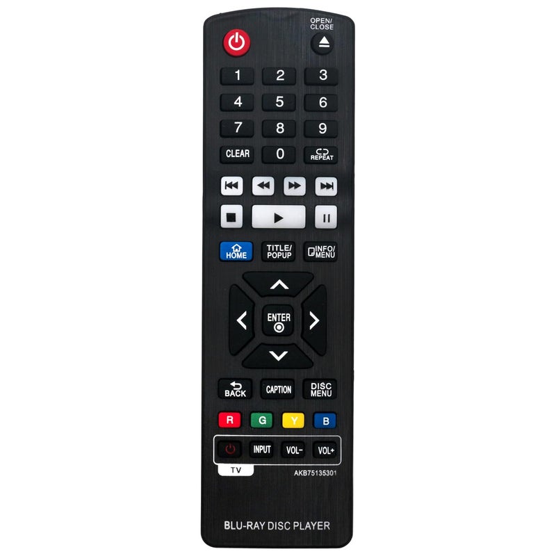 Vinabty AKB75135301 Replaced Remote fit for LG Blu-Ray Disc Player UBKM9 BP330 BP330N BP540 BP540N BP550 BP550N BP630 BP630N BP630S BPM33 BPM331 BPM331N BPM53 BPM54 BPM54N BPM55 BPM55N UP970 UBK90 BP430 - Image 1